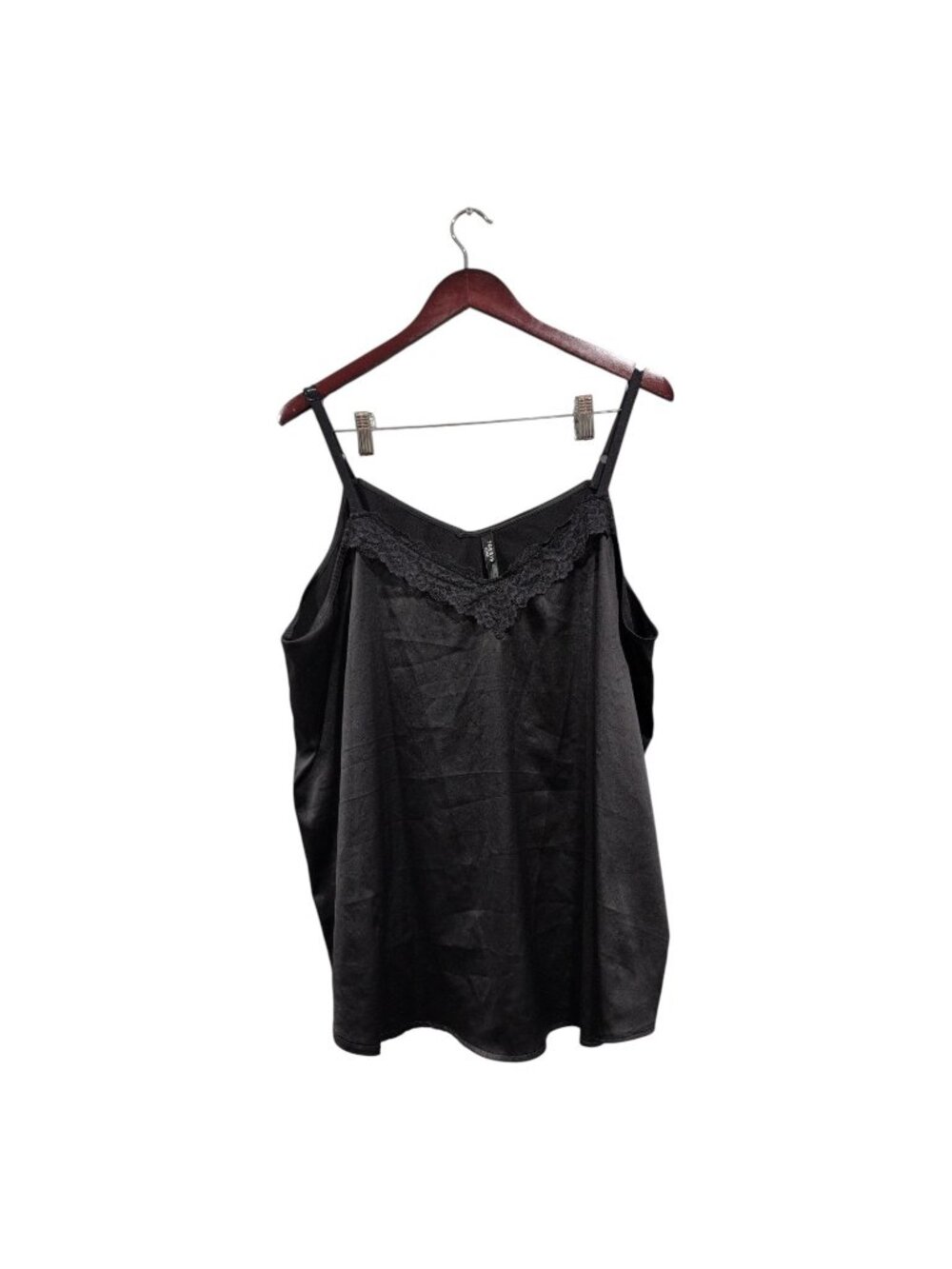Torrid Sleep Women Black Satin Lace Trim V-Neck Camisole Cami Top Plus Size 2 2X